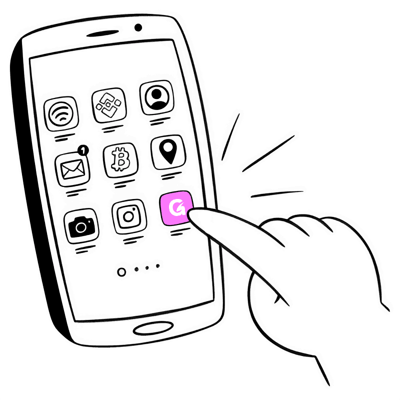 A phone with the GetGoated app being opened